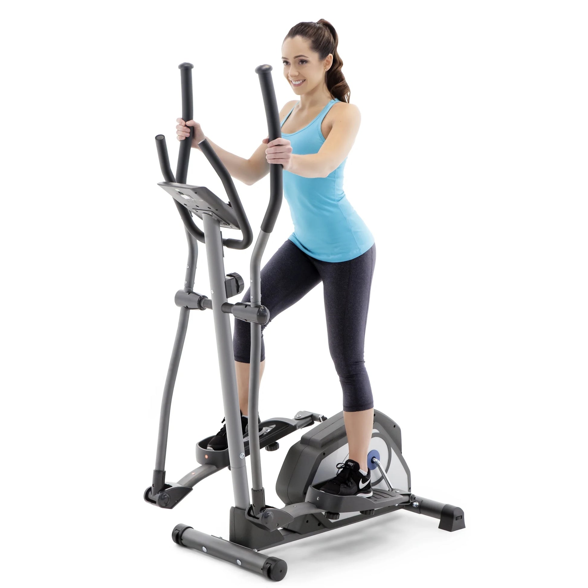 Home Gym Elliptical Trainer with Display Panel and Oversized Pedals