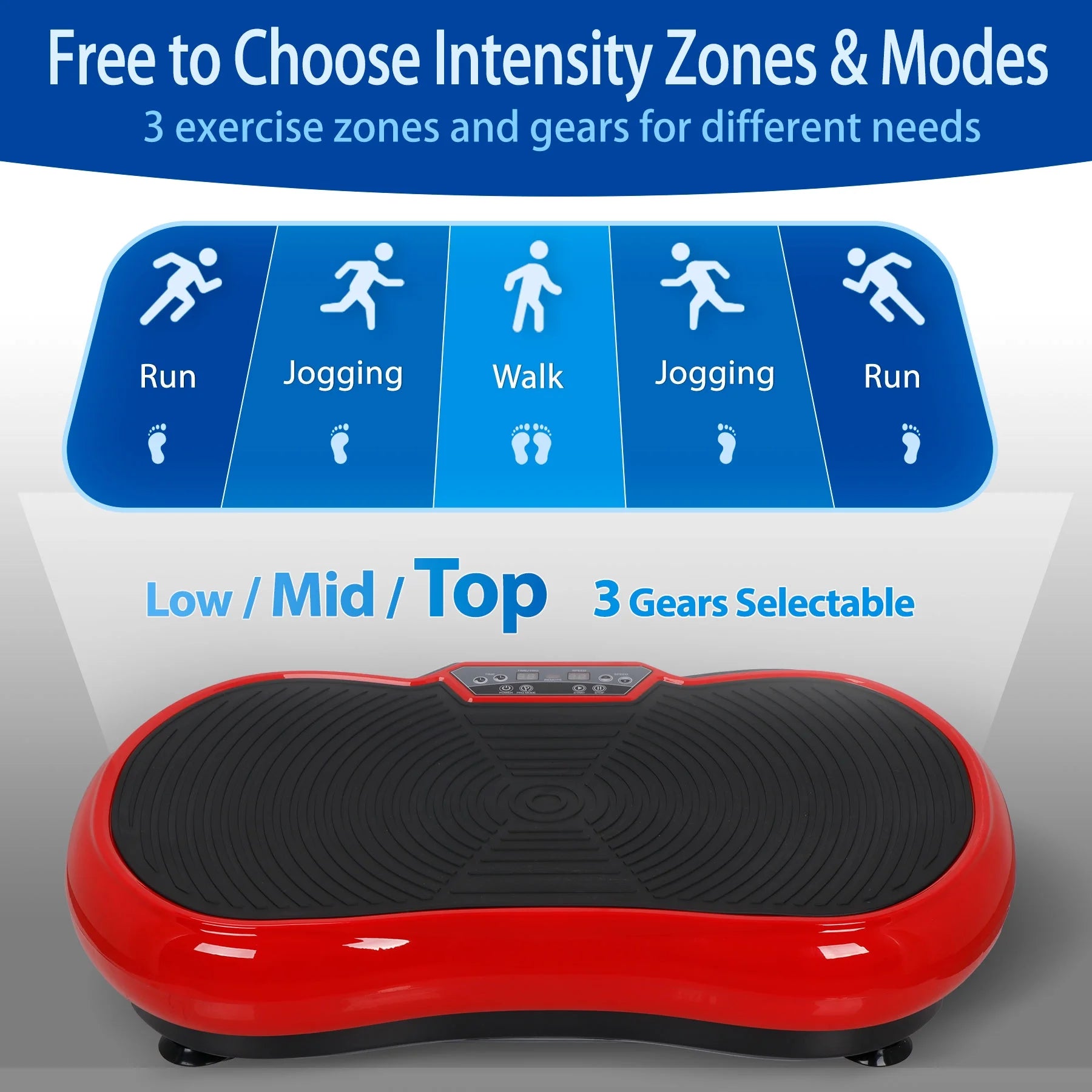 Vibration Plate Exercise Machine, Full Body Workout Home Platform W/Bluetooth Red