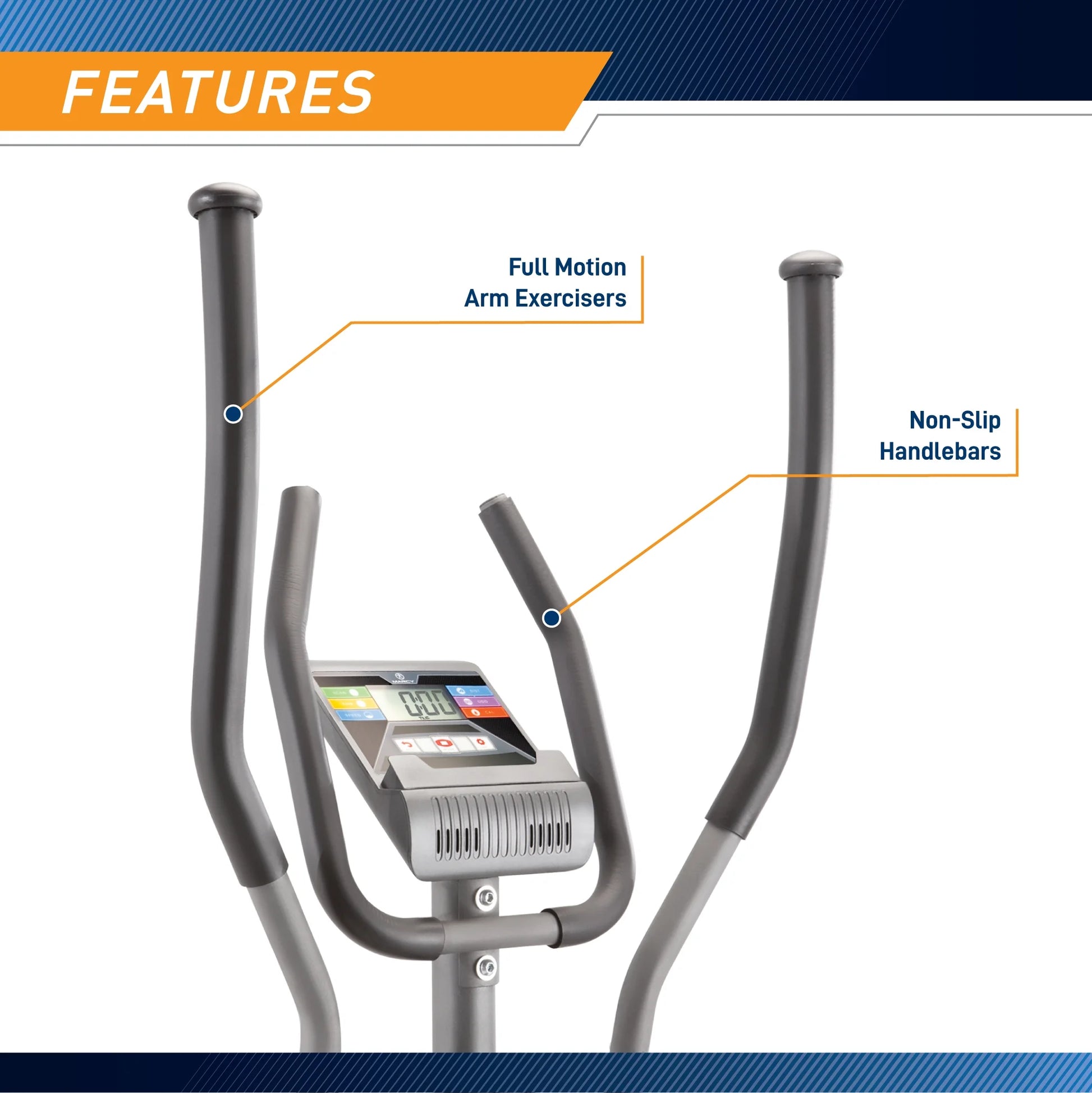 Home Gym Elliptical Trainer with Display Panel and Oversized Pedals