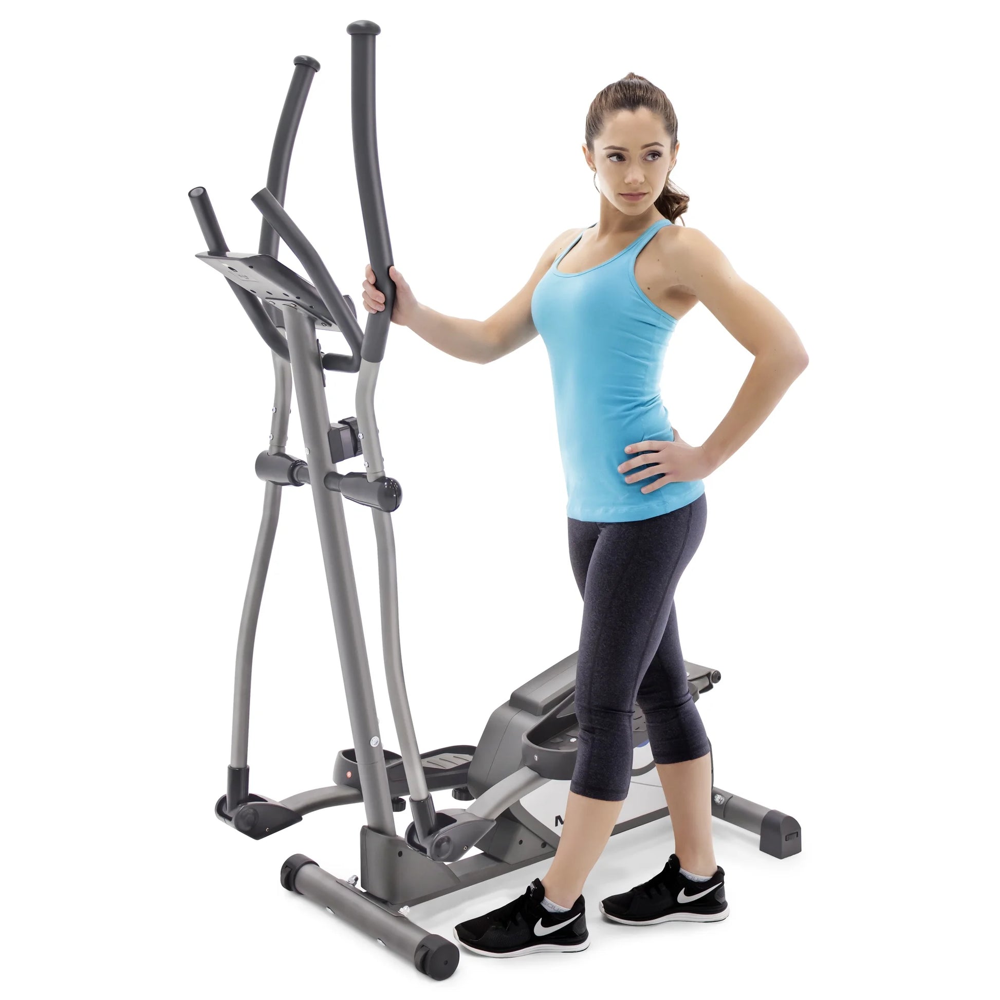 Home Gym Elliptical Trainer with Display Panel and Oversized Pedals