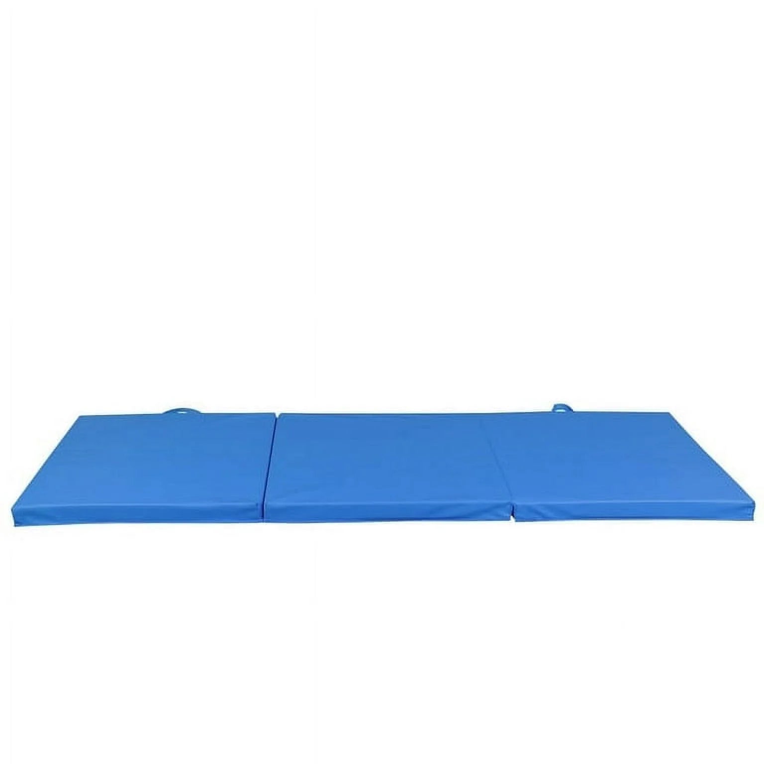 6' X 2' Exercise Tri-Fold Gym Mat,Aerobics Yoga Workout Tumbling Mats for Home Gym Flooring with Carry Handles for Gymnastics, Stretching, Martial Arts-Blue