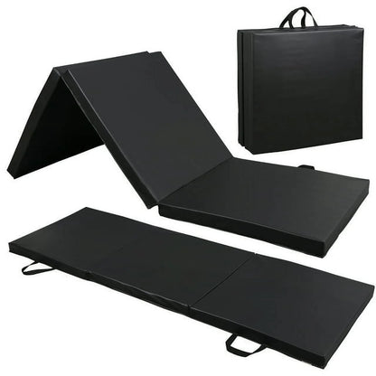 6 X 2' Folding Gym Mat Tri-Fold Aerobics Workout Floor Mat, Black 2" Thickness