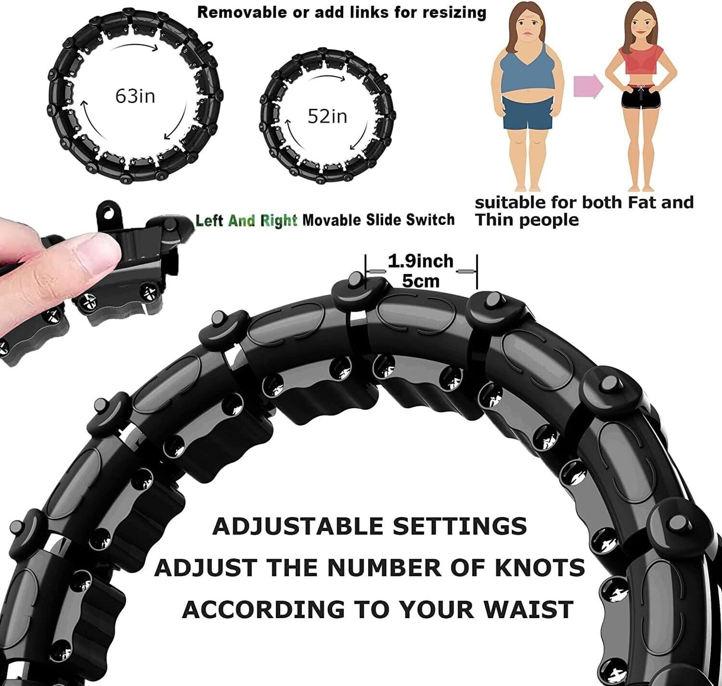 28 Knots Weighted Hula Hoop Adult Smart Hula Hoop Thin Waist Fitness Weight Loss