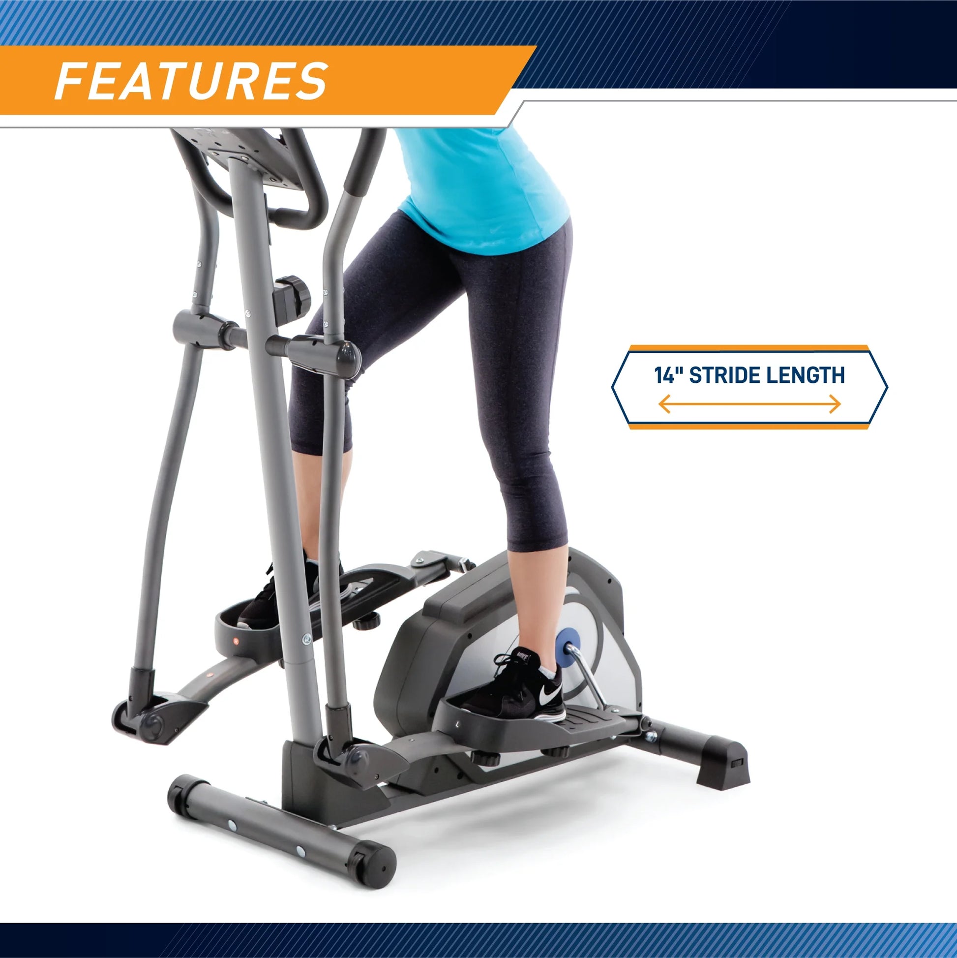 Home Gym Elliptical Trainer with Display Panel and Oversized Pedals